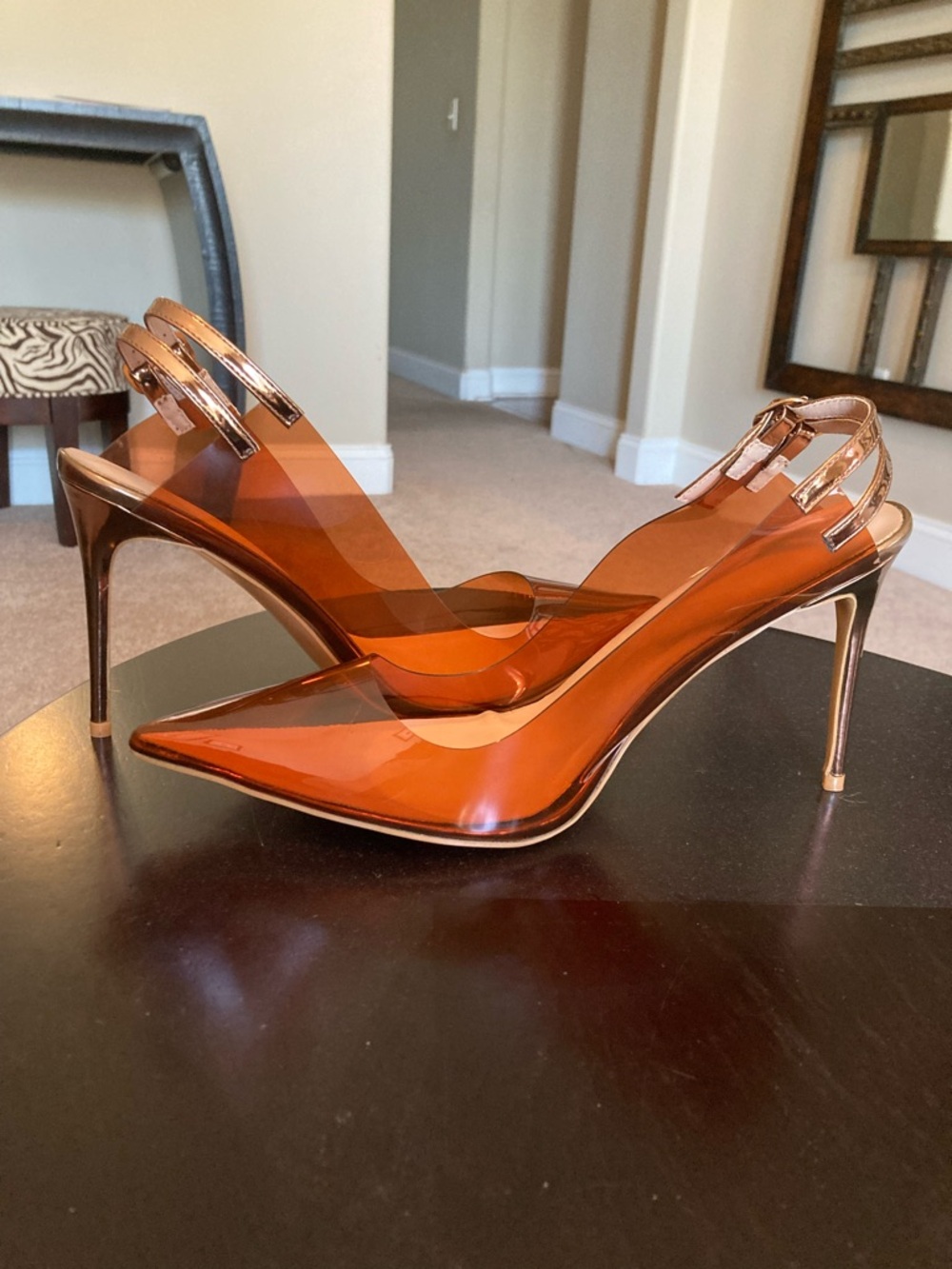 Women's Amber Transparent Pointed-Toe Slingback Pumps